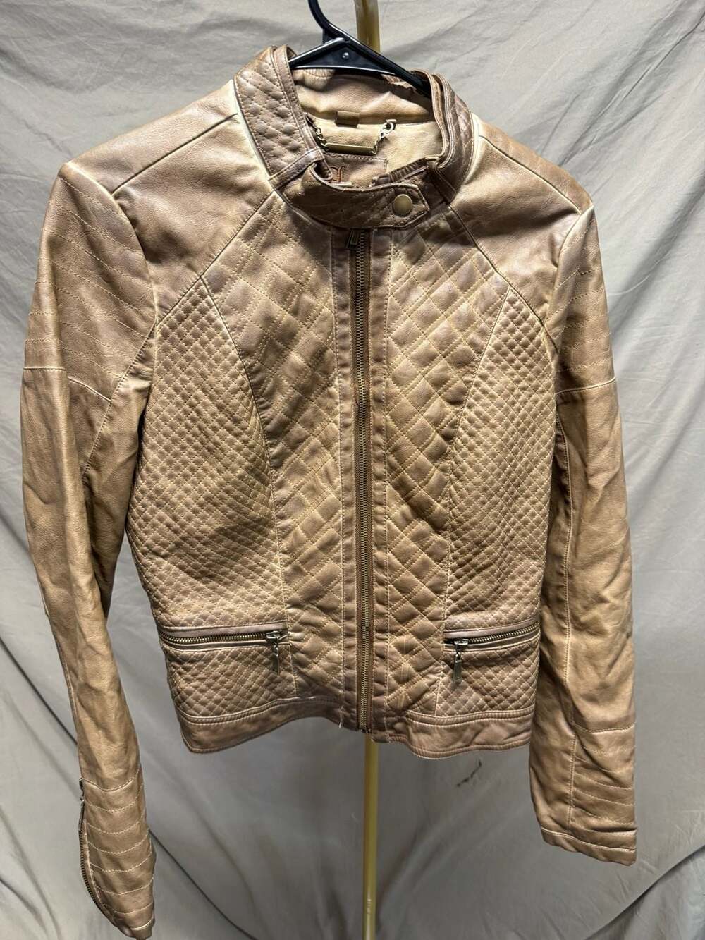 J2 Women's Quilted Faux Leather Bomber Jacket